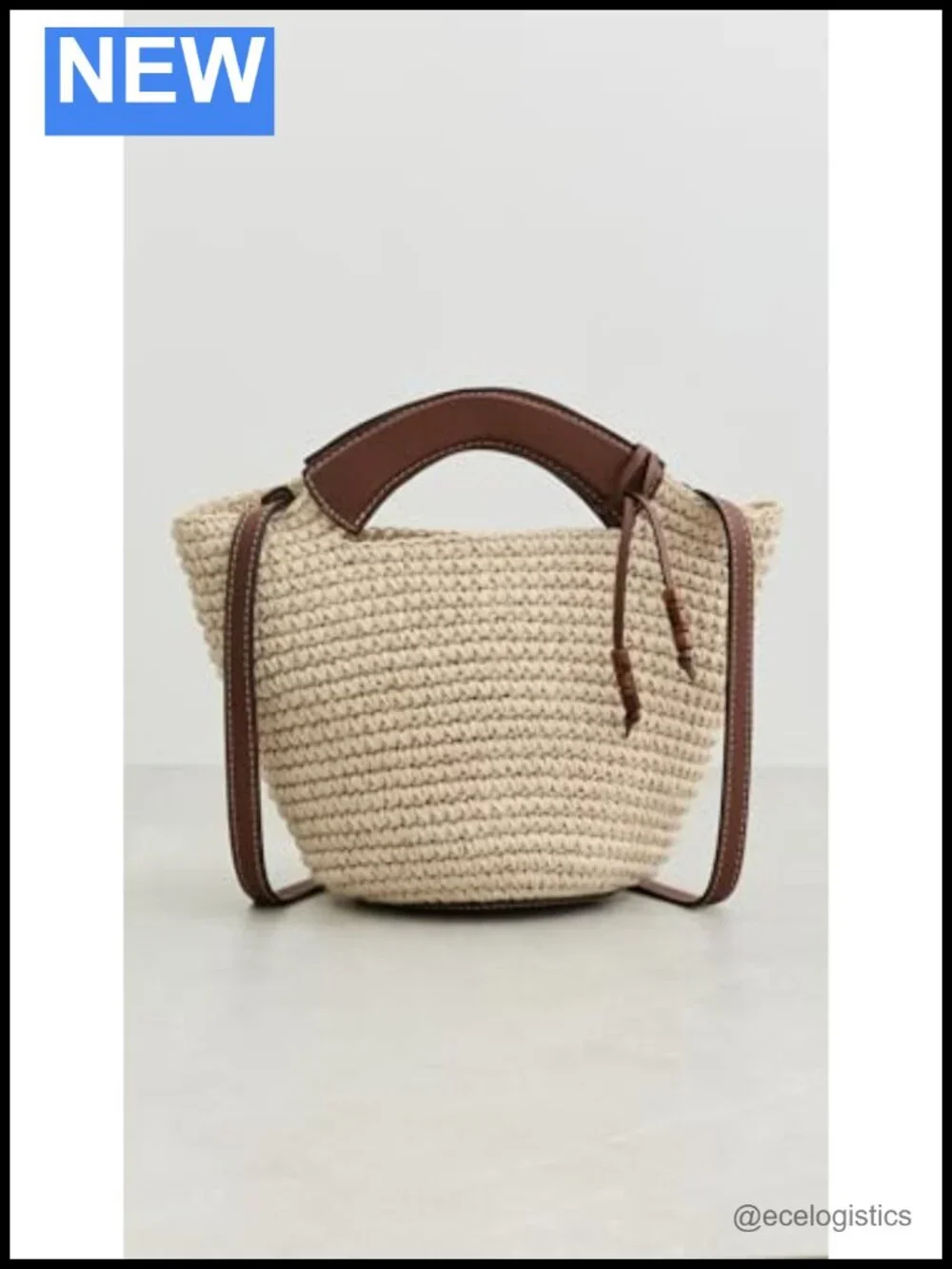 Woven Straw Shopper Tote with Optional Strap